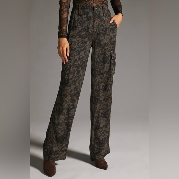 Anthropologie Marrakech twill floral camo cargo pants women’s size 28 - Picture 1 of 14